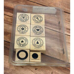 2006 STAMPIN' UP! RIVETING WOOD MOUNTED RUBBER STAMP SET OF 8 SENTIMENTS LOVE